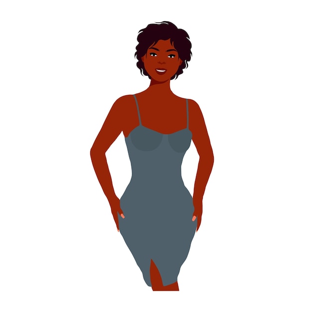 Mujer negra moderna en un elegante vector de estilo artístico
