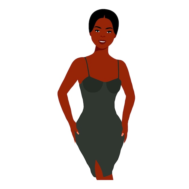 Mujer negra moderna en un elegante vector de estilo artístico