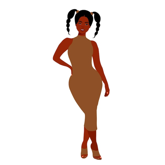 Mujer negra moderna en un elegante vector de estilo artístico