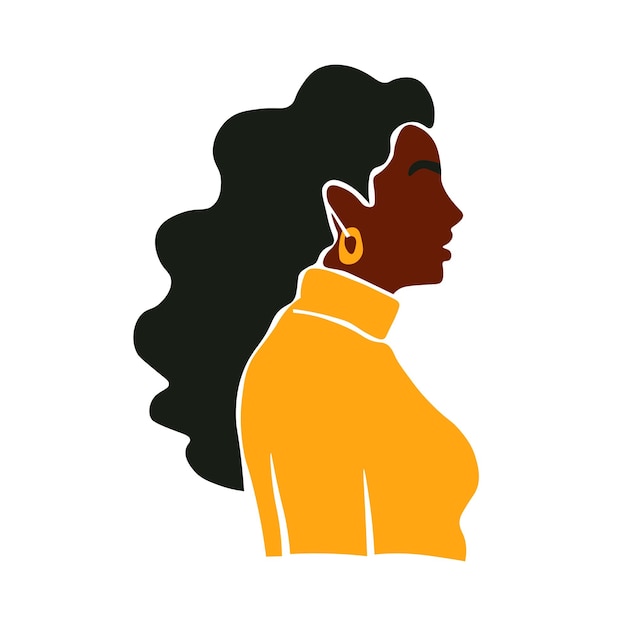 Mujer negra moderna en estilo de arte de línea elegante abstracto vectorial