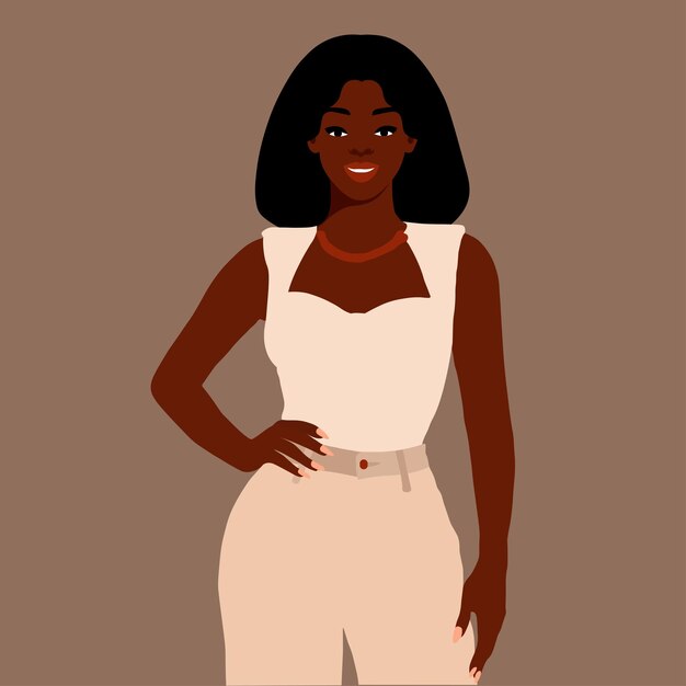 Vector mujer negra moderna y a la moda en un elegante vector de estilo artístico