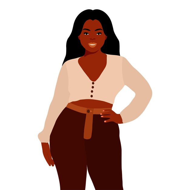 Vector mujer negra moderna y a la moda en un elegante vector de estilo artístico