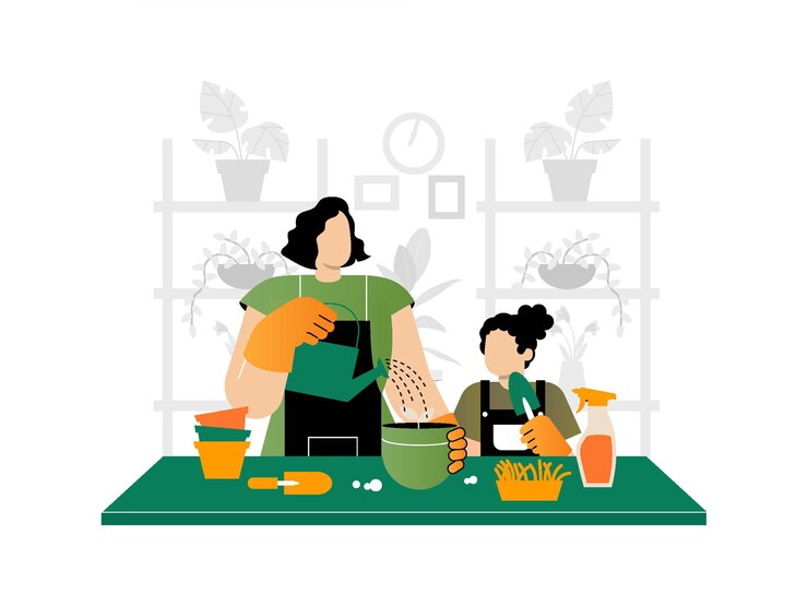 Una mujer y un niño cocinan en una cocina.