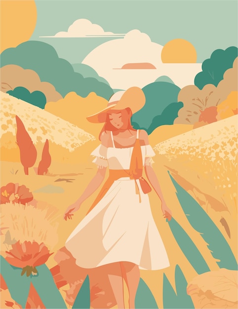 Vector una mujer con paisaje nórdico