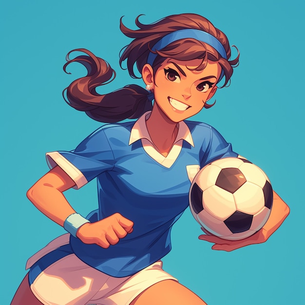 Vector una mujer paraguaya está jugando al fútbol