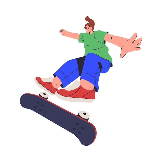 Mujer en patinaje deportes y pasatiempos divertidos