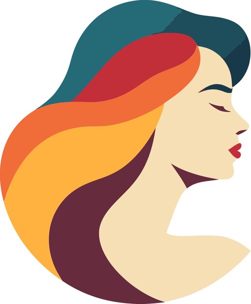 una mujer con un peinado colorido en la cabeza