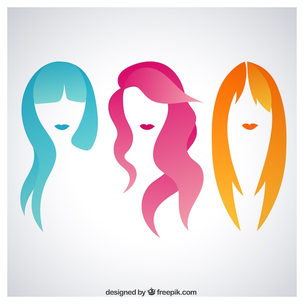 Vector mujer de pelo colorido