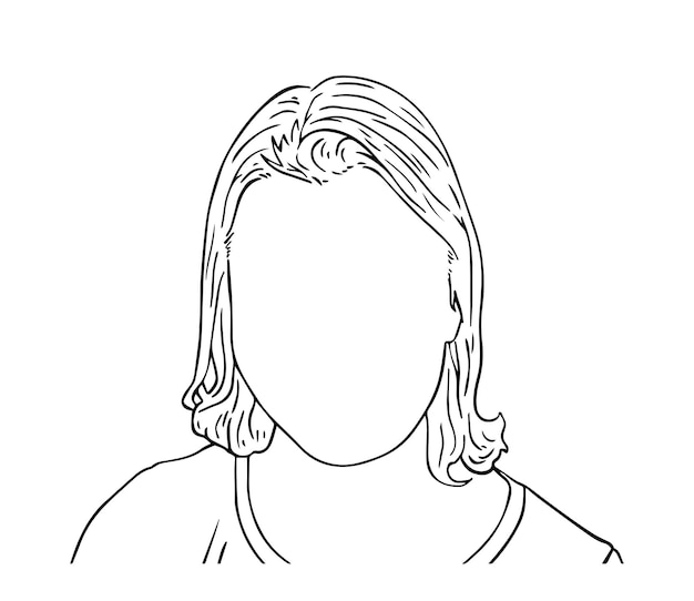 Mujer con pelo corto retrato hombre dibujos animados lineales libro para colorear