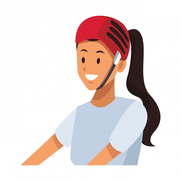 Vector mujer con perfil de casco