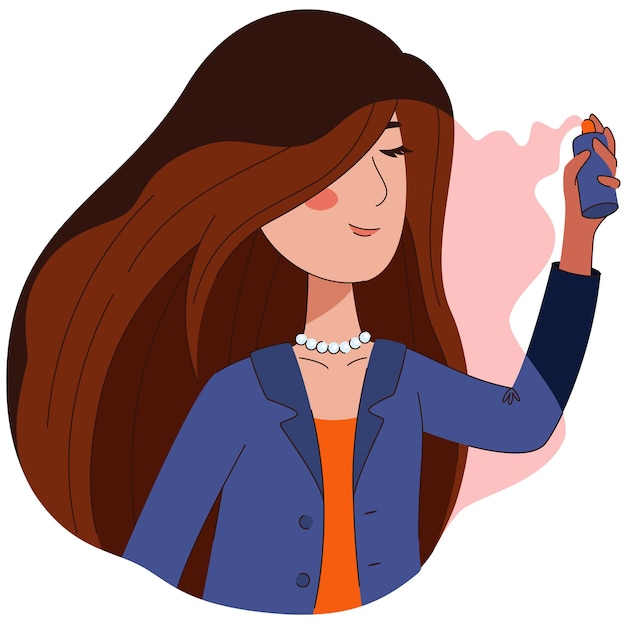 Mujer con perfume. Estilo de arte plano.