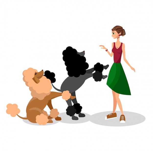 Vector mujer con perros