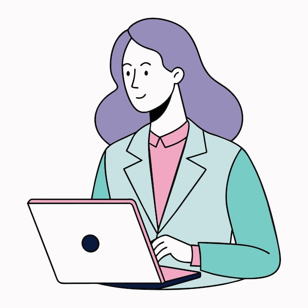 una mujer con un portátil y una mujer con una camisa azul