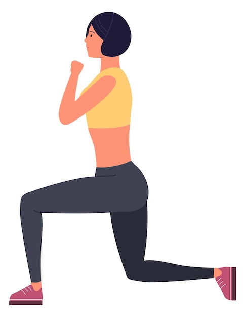 Mujer en pose de yoga Ejercicio de equilibrio Entrenamiento de estiramiento aislado sobre fondo blanco