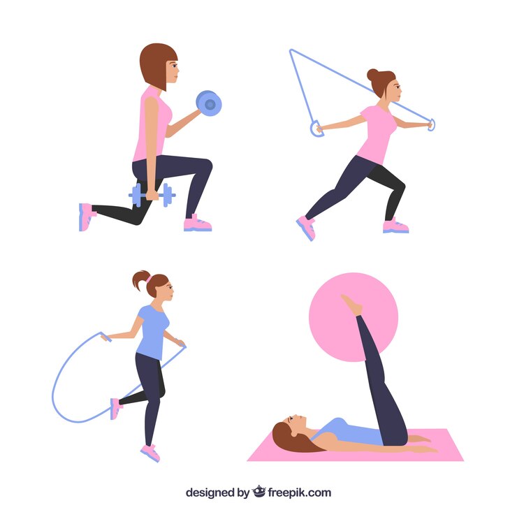Vector mujer practicando ejercicio