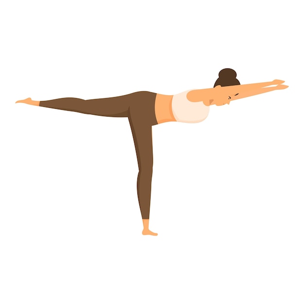 Mujer practicando la postura del guerrero III del yoga