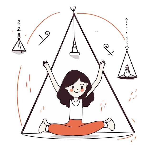 Vector mujer practicando yoga de una mujer practicando yoga en un triángulo