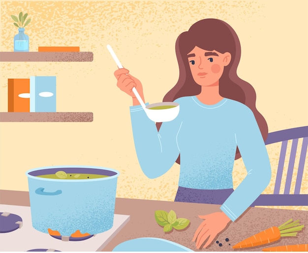 Mujer preparando sopa