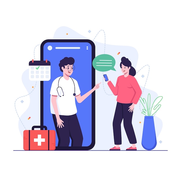 Mujer programando cita médica en línea