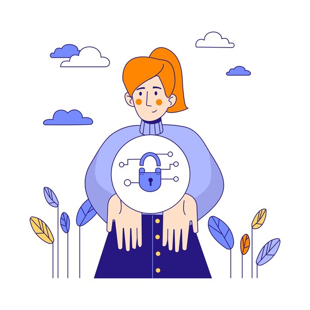 mujer protege su contraseña personal