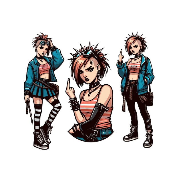 Vector una mujer punk generó una imagen.