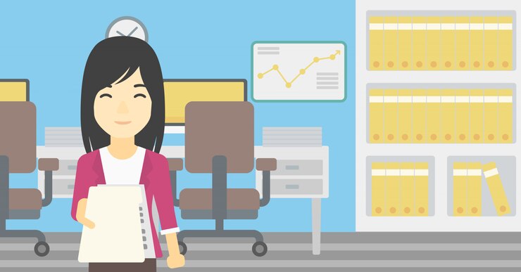 Vector mujer que da el ejemplo del vector del curriculum vitae