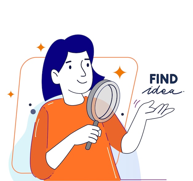Una mujer que encuentra ideas ilustraciones que encuentran soluciones