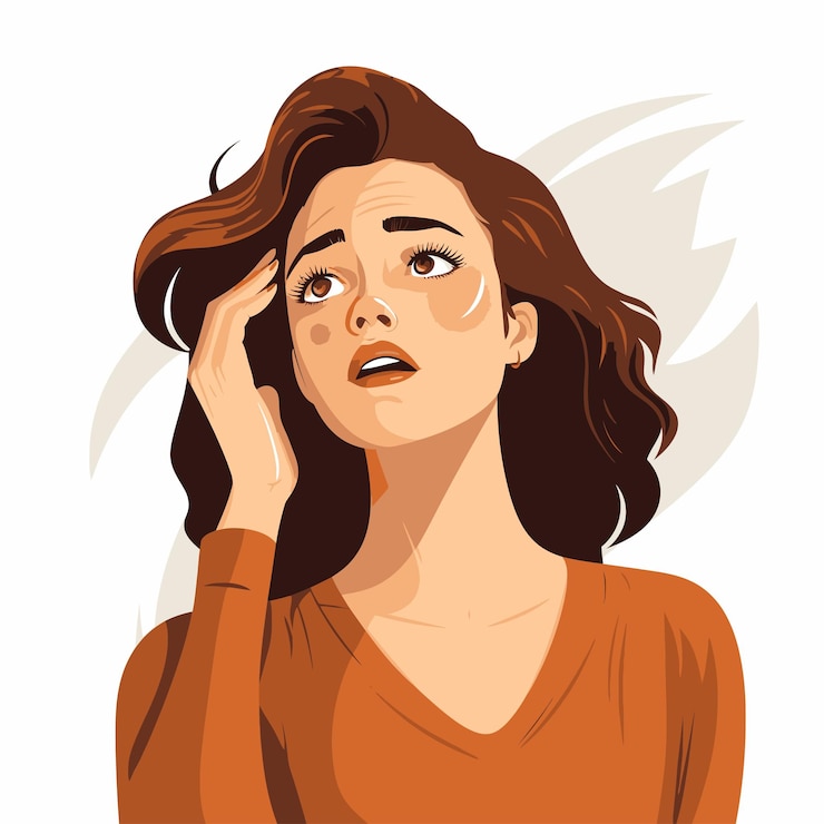 Vector mujer que está contenta, mujer que está preocupada, vector.