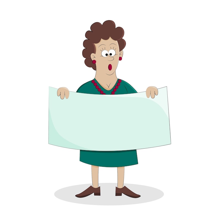 Vector una mujer que protesta sosteniendo un cartel en blanco con espacio para texto mujer activista
