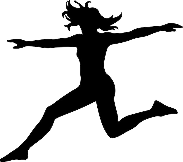 mujer que salta silueta de vector femenino silueta de color negro fondo blanco 5
