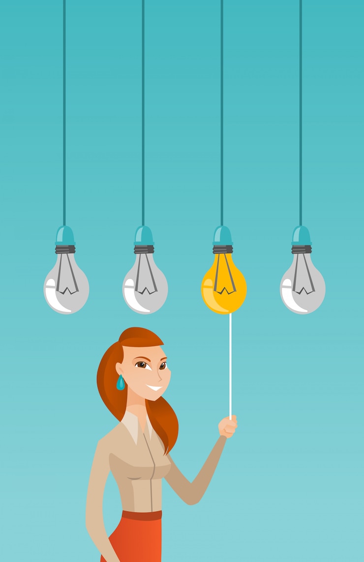 Vector mujer que tiene ejemplo del vector de la idea del negocio