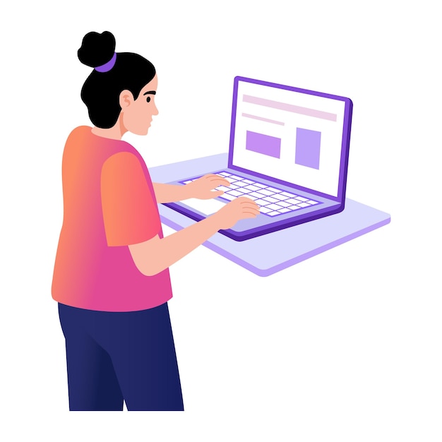 Mujer que trabaja en una computadora portátil