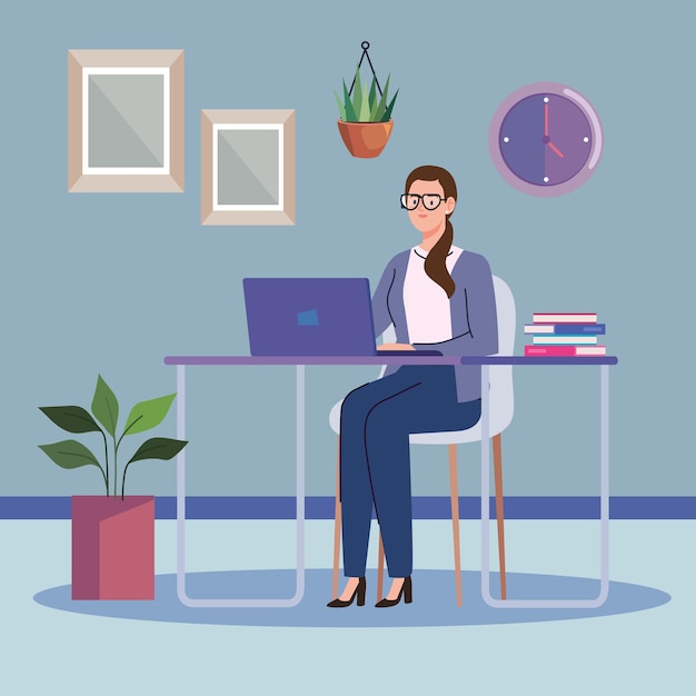 Mujer que trabaja en el lugar de trabajo