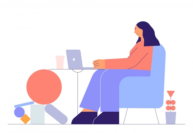 Mujer que trabaja en su computadora portátil