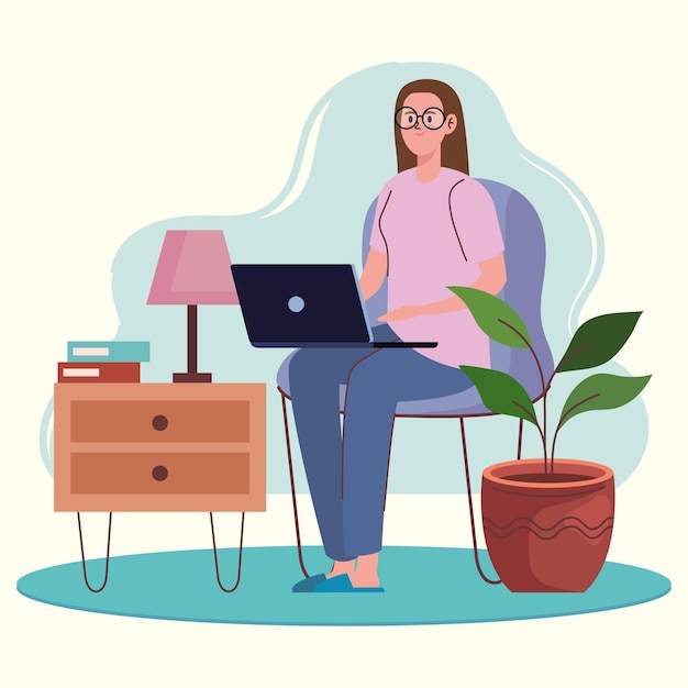 Mujer que usa la computadora portátil