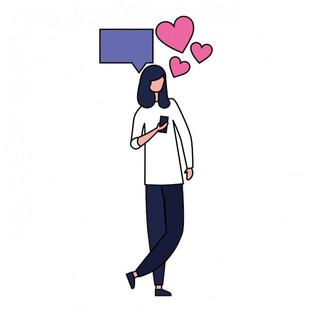 Mujer que usa las redes sociales móviles