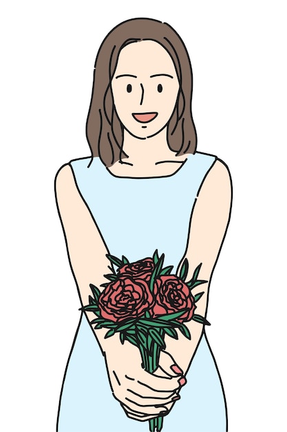Una mujer con un ramo de rosas para el Día de San Valentín