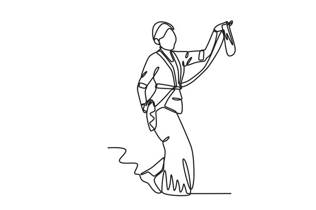 Una mujer realiza un espectáculo de danza Tradición dibujo en línea