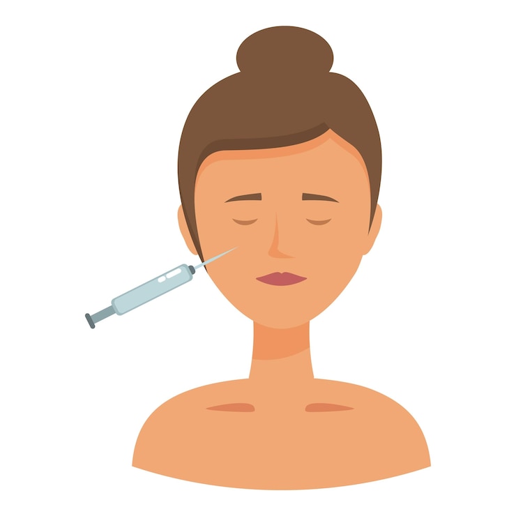 Vector mujer recibiendo una inyección facial de un médico