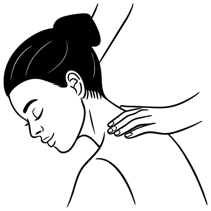 Vector mujer recibiendo un masaje en el cuello