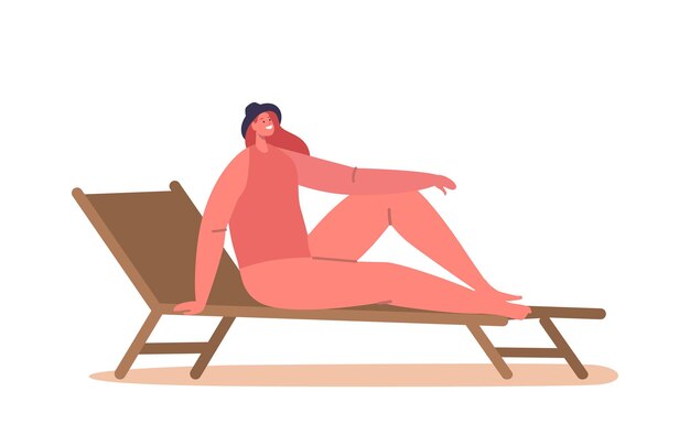 Mujer relajada en el personaje femenino del sofá disfrutando de un momento de comodidad y tranquilidad Vector Ilustración