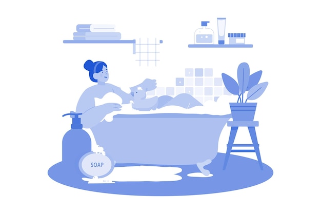 Mujer relajándose en casa Concepto de ilustración sobre un fondo blanco