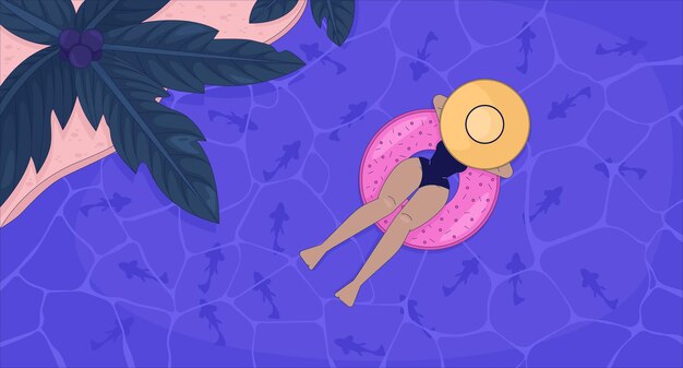Mujer relajándose en la costa tropical de papel de pared de agua lofi