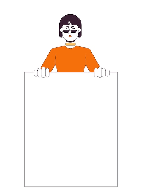 Mujer revolucionaria de línea plana personaje vectorial de color Lucha por la igualdad de derechos Marcha de protesta Contorno editable mitad del cuerpo persona en blanco Ilustración de punto de dibujos animados simple para diseño gráfico web