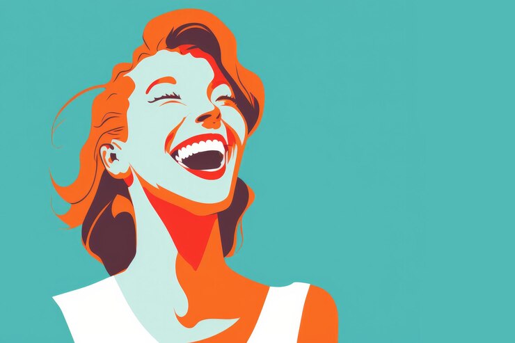 Vector una mujer riendo en voz alta estilo vectorial plano
