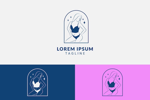 Mujer en ropa interior logotipo de concepto dentro de un marco de arco