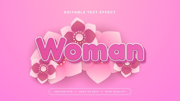 Mujer rosada efecto de texto 3D editable estilo de fuente efecto de estilo de texto colorido