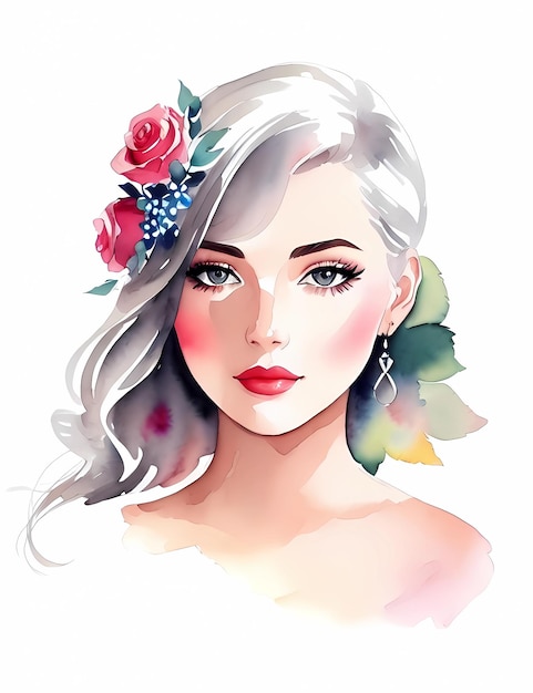 Vector mujer con rosas