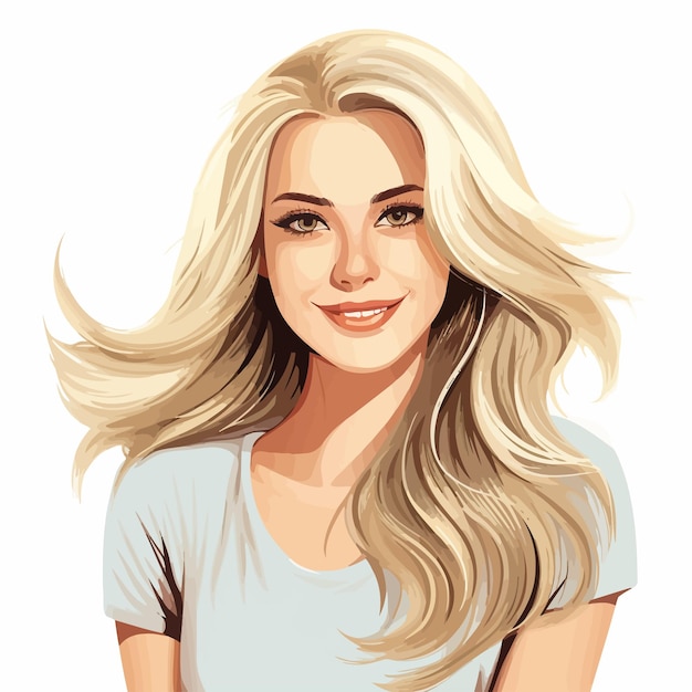 Vector una mujer rubia atractiva y sonriente.