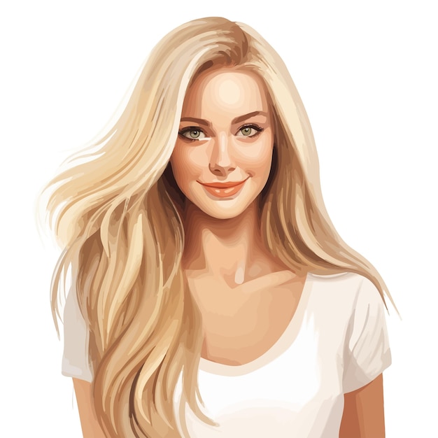 Vector una mujer rubia atractiva y sonriente.